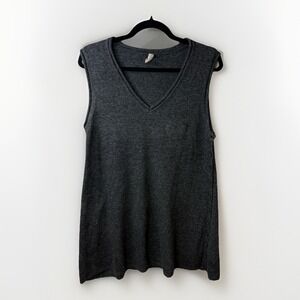 Yargici Lambswool Sleeveless Knit Sweater Gray Minimalist Academia Side Button S